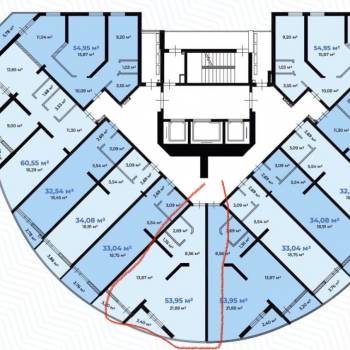 Продается 1-комнатная квартира, 54 м²