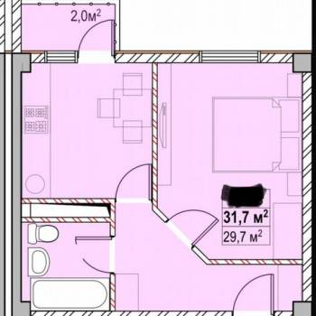 Продается 1-комнатная квартира, 31,7 м²