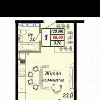 Продается 1-комнатная квартира, 30,5 м²