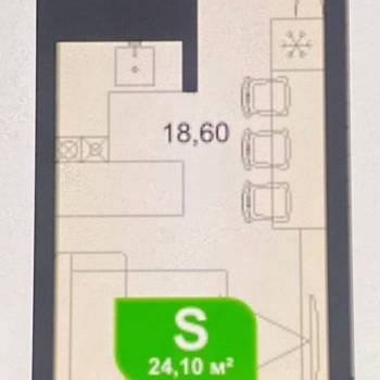 Продается 1-комнатная квартира, 24,1 м²