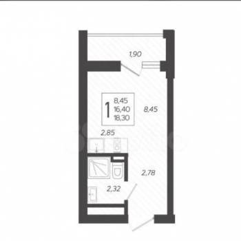 Продается 1-комнатная квартира, 17,4 м²