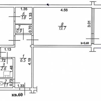 Продается 2-х комнатная квартира, 52 м²