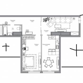 Продается 1-комнатная квартира, 73,7 м²