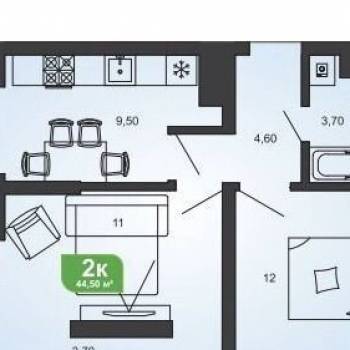 Продается 2-х комнатная квартира, 46 м²