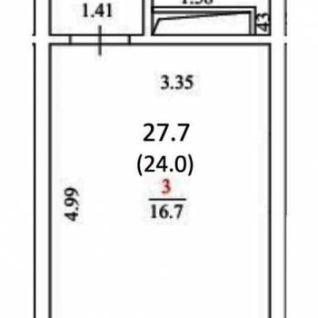 Продается 1-комнатная квартира, 27,7 м²