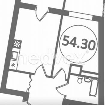 Продается 2-х комнатная квартира, 54,3 м²