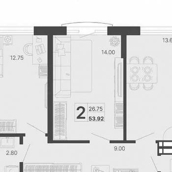 Продается 2-х комнатная квартира, 53,9 м²