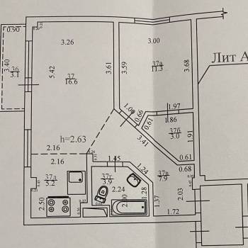 Продается 2-х комнатная квартира, 52,3 м²