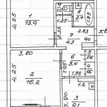 Продается 2-х комнатная квартира, 62 м²