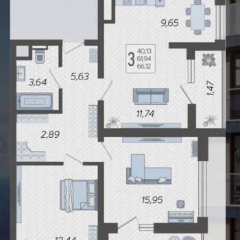 Продается 3-х комнатная квартира, 67,5 м²