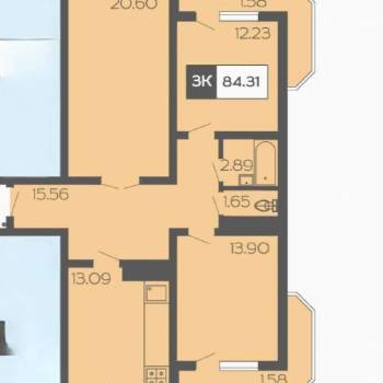 Продается 3-х комнатная квартира, 84 м²