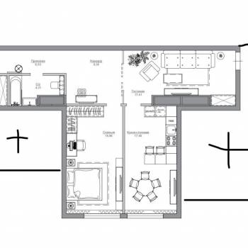 Продается 1-комнатная квартира, 73,7 м²