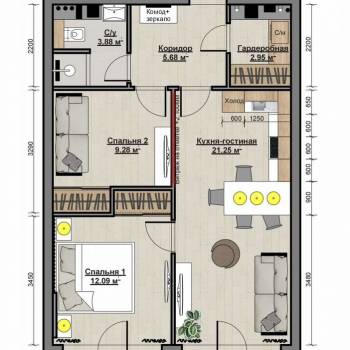 Продается 3-х комнатная квартира, 60 м²
