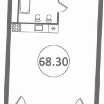 Продается 1-комнатная квартира, 68,3 м²