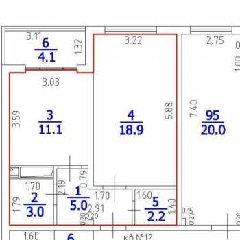 Продается 1-комнатная квартира, 44 м²
