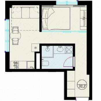 Продается 1-комнатная квартира, 30,1 м²