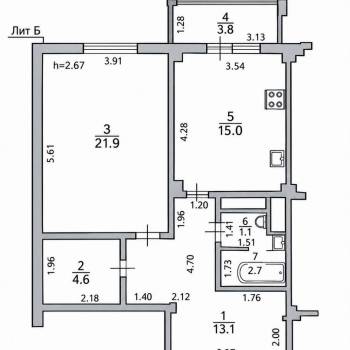 Сдается 1-комнатная квартира, 59 м²