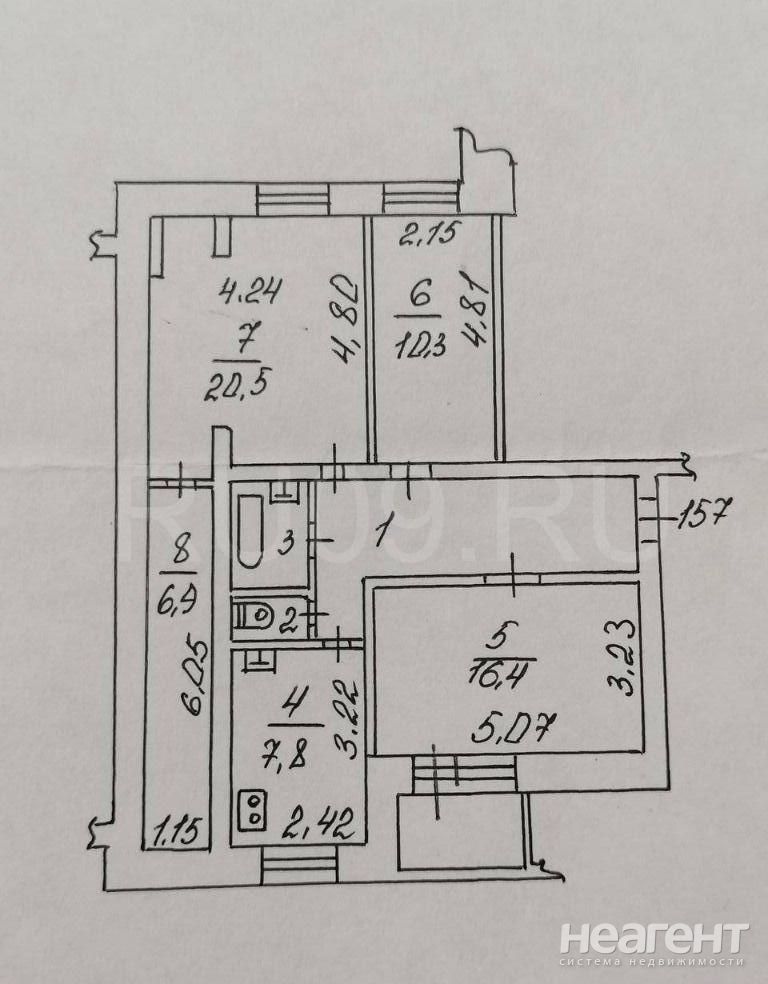 Продается 3-х комнатная квартира, 77 м²