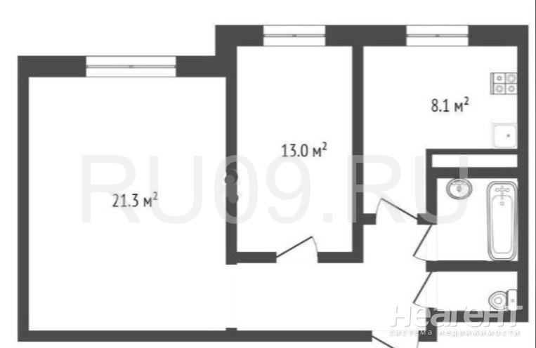 Продается 2-х комнатная квартира, 50 м²