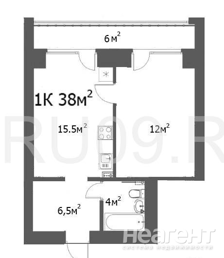 Продается 1-комнатная квартира, 44 м²