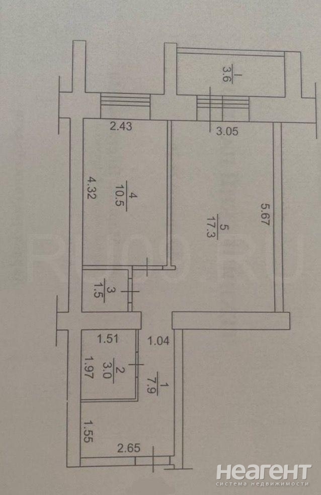 Продается 1-комнатная квартира, 41 м²