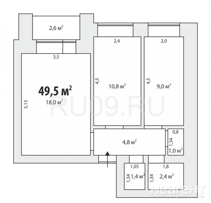 Продается 2-х комнатная квартира, 49 м²