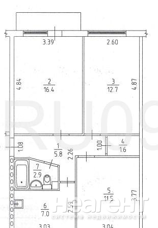 Продается 3-х комнатная квартира, 57 м²