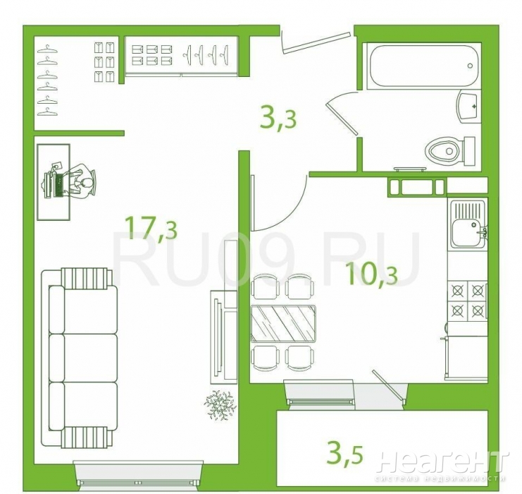 Продается 1-комнатная квартира, 38 м²