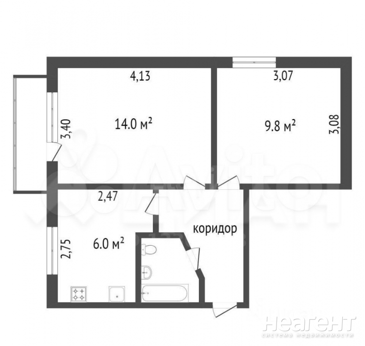 Продается 2-х комнатная квартира, 36 м²