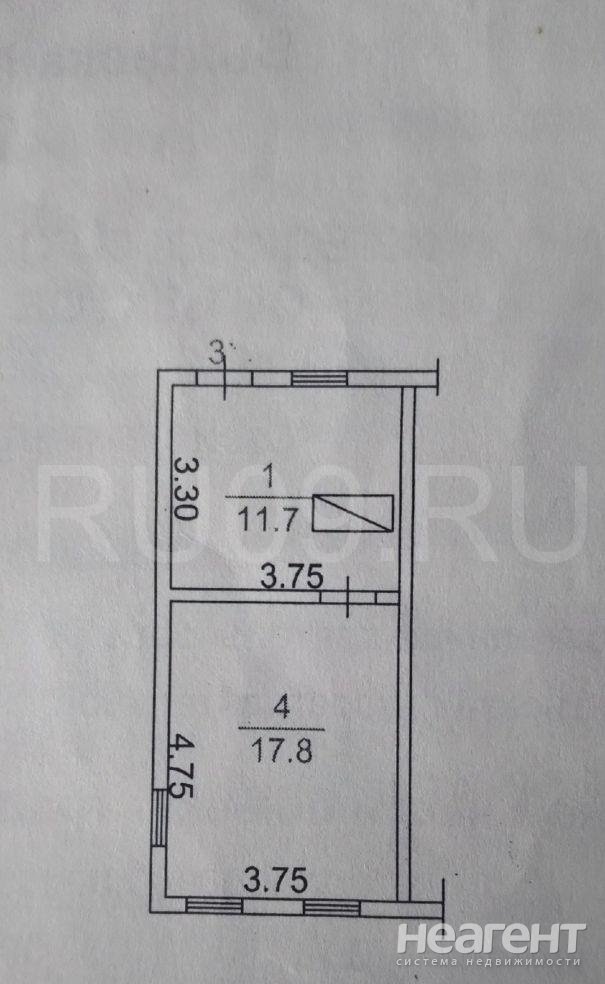 Продается 2-х комнатная квартира, 29,5 м²