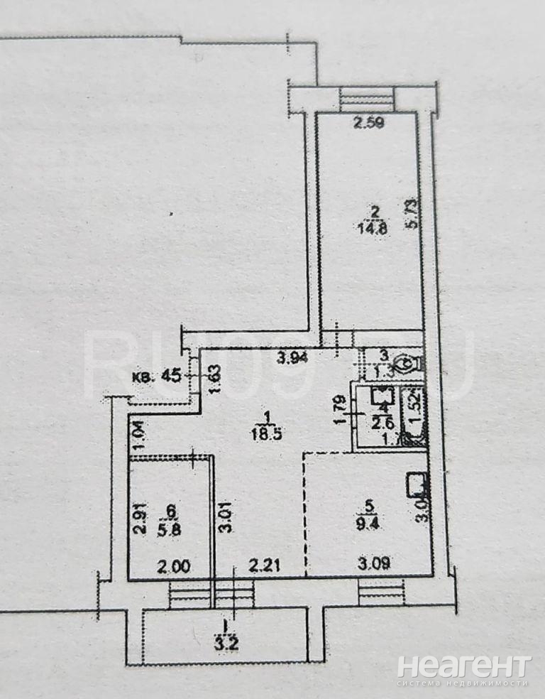 Продается 2-х комнатная квартира, 52 м²