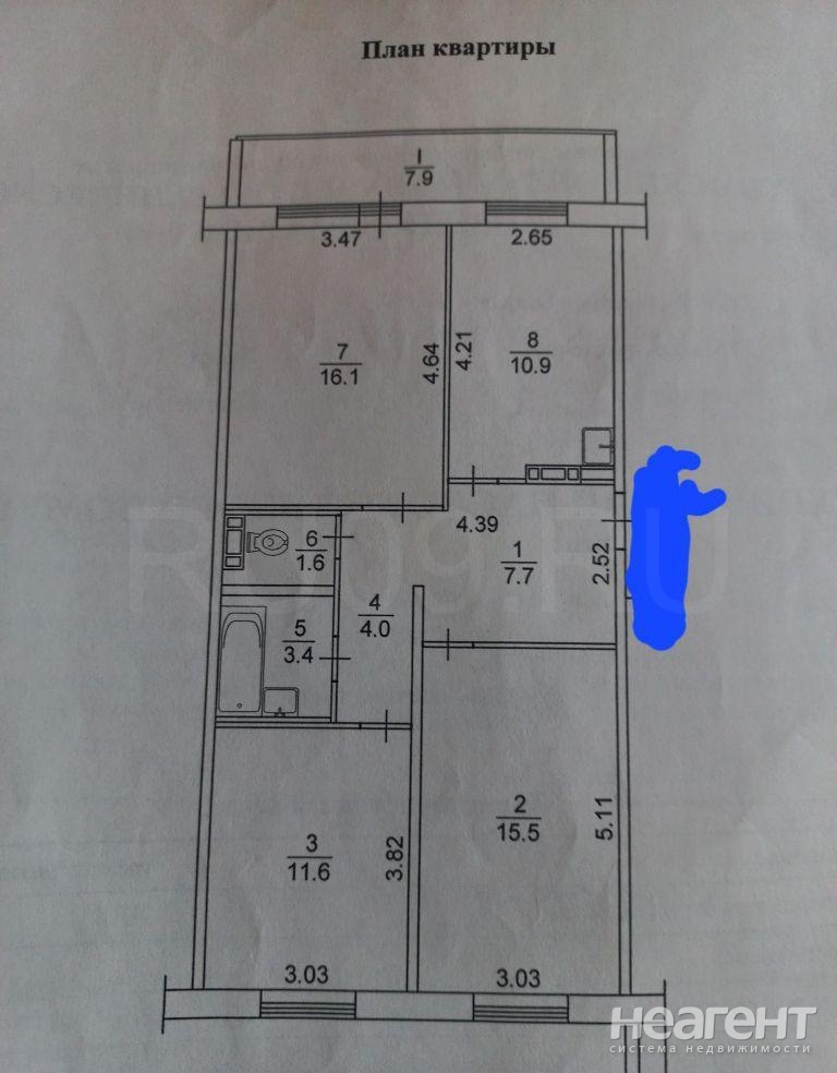 Продается 3-х комнатная квартира, 70 м²