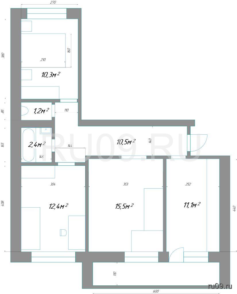 Продается 3-х комнатная квартира, 63 м²