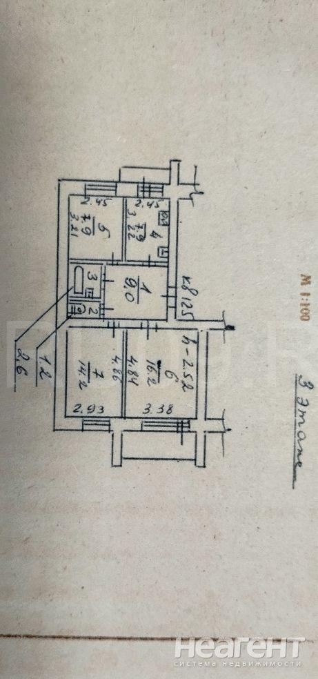 Продается 3-х комнатная квартира, 59 м²