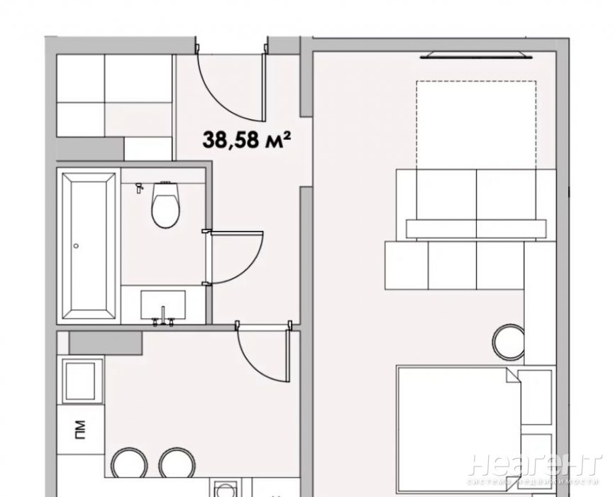 Сдается 1-комнатная квартира, 38 м²