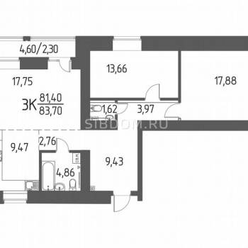 Продается 3-х комнатная квартира, 83,7 м²