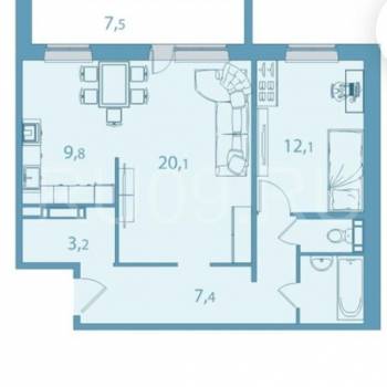 Продается 2-х комнатная квартира, 64 м²