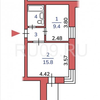 Продается 1-комнатная квартира, 31 м²