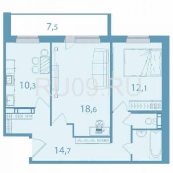 Сдается 2-х комнатная квартира, 64 м²