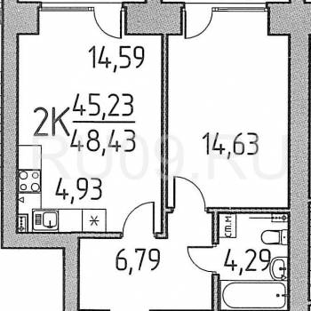 Продается 2-х комнатная квартира, 48 м²