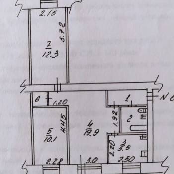 Продается 3-х комнатная квартира, 55,5 м²