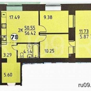 Продается 2-х комнатная квартира, 56 м²