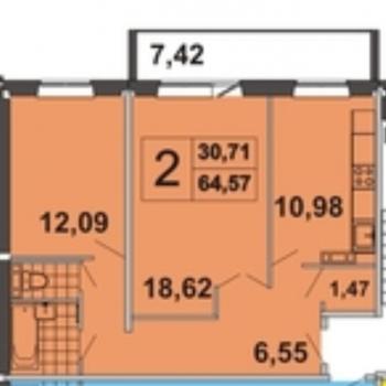 Продается 2-х комнатная квартира, 61 м²
