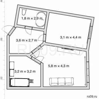 Продается 1-комнатная квартира, 42 м²