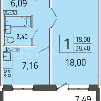 Продается 1-комнатная квартира, 34,7 м²