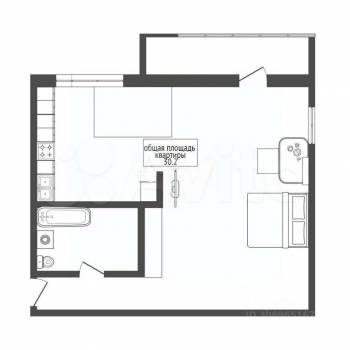 Продается 1-комнатная квартира, 30,2 м²