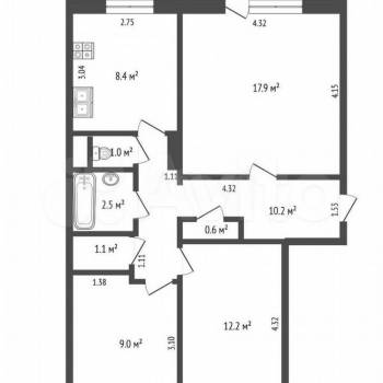 Продается 3-х комнатная квартира, 62,9 м²