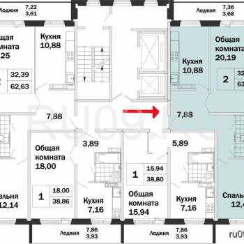 Продается 2-х комнатная квартира, 59 м²