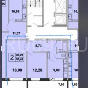 Продается 2-х комнатная квартира, 56 м²