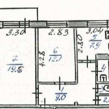 Продается 2-х комнатная квартира, 53,3 м²